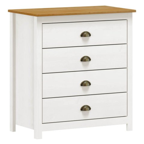 Cômoda para Quarto 4 Gavetas Estilo Americano 80cm Lázio F07 Branco/carvalho - Mpozenato