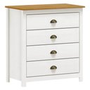 Ver imagem 1 de Cômoda para Quarto 4 Gavetas Estilo Americano 80cm Lázio F07 Branco/carvalho - Mpozenato