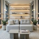 Ver imagem 2 de Sofá Modular Cielo 240cm Recepção Loja Sala de Estar Bouclê Cinza Claro - Montanari'S Decor