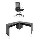 Ver imagem 2 de Mesa de Escritório em L 120x60cm com Conexão + Cadeira de Escritório Netflex Ergonômica Reclinável
