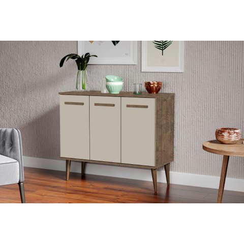 - Balcão Armário de Cozinha Hi Estilo Retrô Cor Canela / Off White
