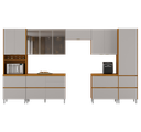 Ver imagem 3 de Cozinha Modulada 7 Peças 13 Portas 7 Gavetas Nicho p/Forno MDF Dodradiça Slow Motion Lúmina Itatiaia Marrom/Cinamomo/Fendi