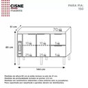 Ver imagem 5 de Gabinete de Cozinha para Pia de 150 em Madeira Cisne 2 Gavetas Cinza - Cozimax