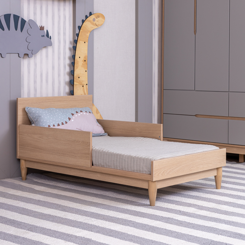 Berço Americano e Cômoda Infantil 6 Gavetas Branco com Carvalho Linha Tomi Quater - 8