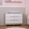 Berço Americano e Cômoda Infantil 6 Gavetas Branco com Carvalho Linha Tomi Quater - 4