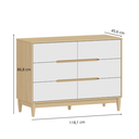 Ver imagem 7 de Berço Americano e Cômoda Infantil 6 Gavetas Branco com Carvalho Linha Tomi Quater