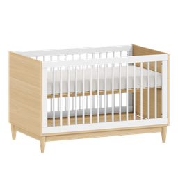 Berço Americano e Cômoda Infantil 6 Gavetas Branco com Carvalho Linha Tomi Quater - 5