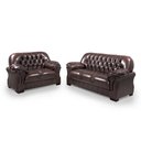 Ver imagem 2 de Sofá Rei Conjunto 2 e 3 Lugares Couríssimo Capitonê Marrom 850 Império Estofados