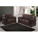 Ver imagem 1 de Sofá Rei Conjunto 2 e 3 Lugares Couríssimo Capitonê Marrom 850 Império Estofados