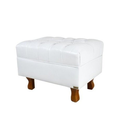 Puff Decorativo Chesterfield Elizabeth Corano Branco - 60cm
