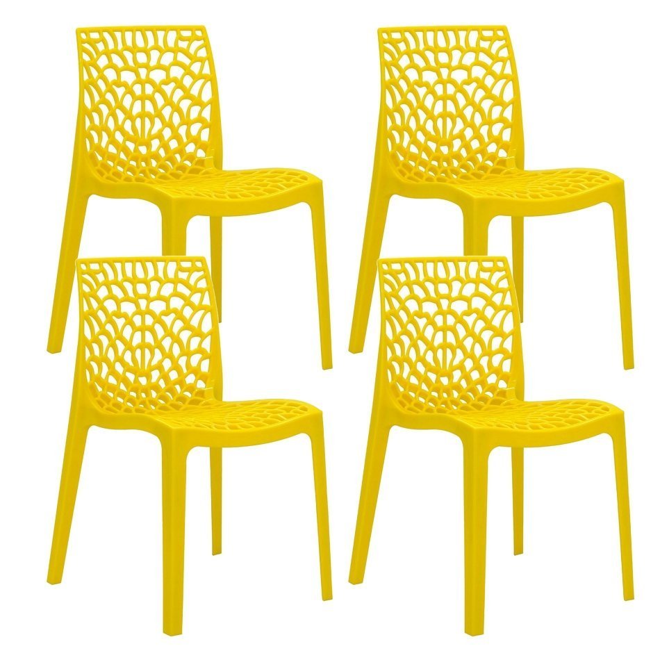 Kit 4 Cadeiras Gruvyer Design Cozinha Sala de Estar Jantar - Amarelo