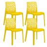 Kit 4 Cadeiras Gruvyer Design Cozinha Sala de Estar Jantar - Amarelo - 1