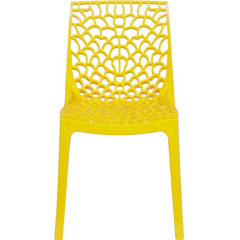Kit 4 Cadeiras Gruvyer Design Cozinha Sala de Estar Jantar - Amarelo - 4