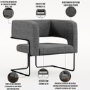 Ver imagem 4 de Poltrona Decorativa Scarlett D02 Base de Aço Preto Linho Cinza Escuro C-416 - Lyam Decor