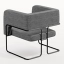 Ver imagem 6 de Poltrona Decorativa Scarlett D02 Base de Aço Preto Linho Cinza Escuro C-416 - Lyam Decor