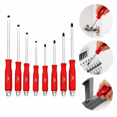 Kit Chave Fenda e Philips 8 Pecas Cromo Vanadio Reforcada Ponta Imantada Magnetica Jogo Ferramentas 