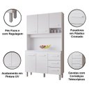 Ver imagem 2 de Kit de Cozinha 5 Portas 3 Gavetas com Nicho Vitorina Branco