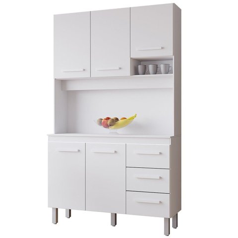 Kit de Cozinha 5 Portas 3 Gavetas com Nicho Vitorina Branco