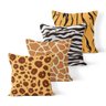 Kit 4 Capas De Almofadas Decorativas Own Animal Print Onça Girafa Zebra e Tigre 45x45cm - 1