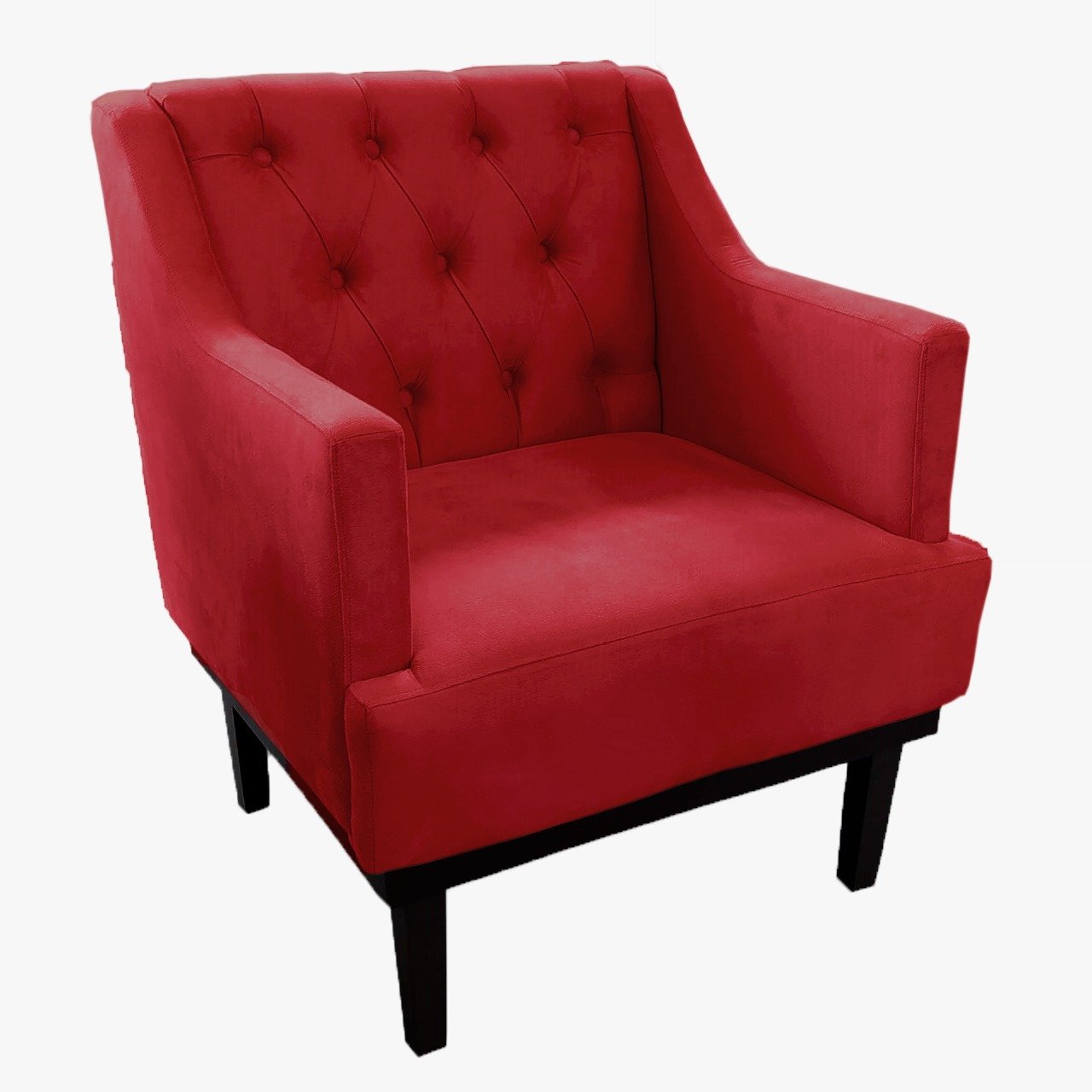 Poltrona Decorativa em Capitonê para Sala de Visitas Aurora Suede Vermelho Dl Decor - 2