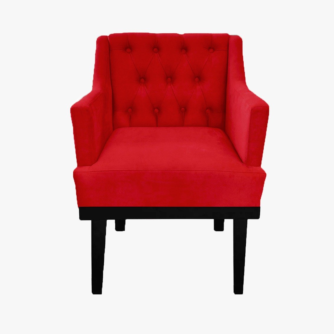 Poltrona Decorativa em Capitonê para Sala de Visitas Aurora Suede Vermelho Dl Decor - 1