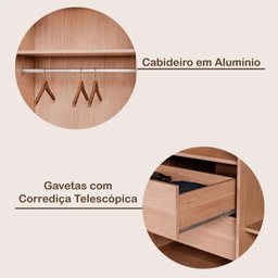 Guarda Roupa Casal com Espelho 6 Portas 6 Gavetas Potente Ripado Peroba - 6