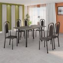 Ver imagem 1 de Conjunto Sala de Jantar com 6 Cadeiras Lara Prata/Preto