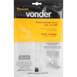Parafuso Sextavado Zincado 3/16'' X 3/4'' Bsw Vonder - 3