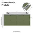Ver imagem 4 de Rack para TV até 70 Polegadas 160cm 4 Gavetas Branco/Verde Vik Madesa 04