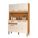 Ver imagem 1 de Armário Slim 120cm Madeira p/ Apartamento Portas e Gavetas Cozinha Gourmet:Off White