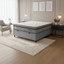 Ver imagem 2 de Cama Box Baú Casal Probel Molas Ensacadas Euro In 138x188x71cm Guarda Costas Stone Branco/Cinza