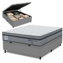 Ver imagem 1 de Cama Box Baú Casal Probel Molas Ensacadas Euro In 138x188x71cm Guarda Costas Stone Branco/Cinza