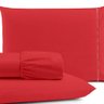 Jogo de Lençol Cama Casal 3 peças 100% Algodão Percal 180 fios Ponto Palito:Vermelho - 2