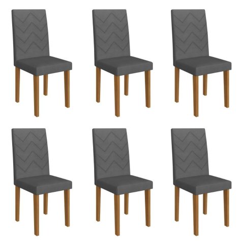 Kit 6 Cadeiras de Jantar Estofadas 43,5cm Multimóveis CR50218