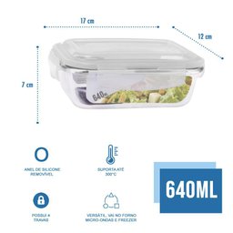 Conjunto 10 Potes 640ml Vidro Hermético 4 Travas Marmita - 3