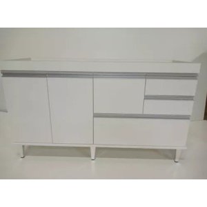 Gabinete para Pia de Cozinha de 1,50m Donatelo Branco Fosco 100% Mdf 15mm Rino Móveis