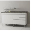 Ver imagem 1 de Gabinete para Pia de Cozinha de 1,50m Donatelo Branco Fosco 100% Mdf 15mm Rino Móveis