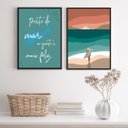 Ver imagem 2 de Kit 2 Quadros Perto do Mar a Gente É Mais Feliz 45x34cm - com Vidro:madeira Branca