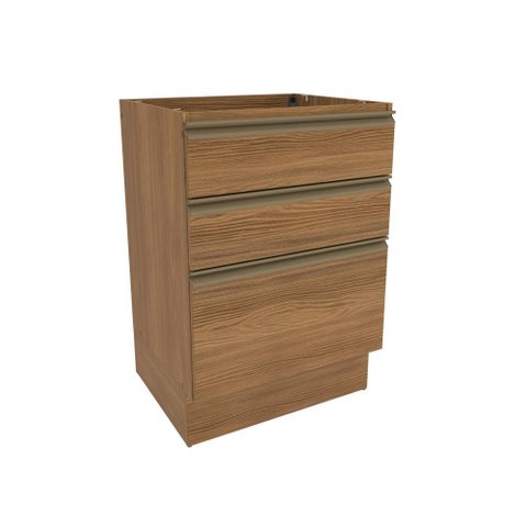 Balcão 3 Gavetas Kappesberg Celeste 100% Mdf Nogueira 60cm