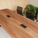 Ver imagem 4 de Mesa de Reunião 100% MDF 300cm Nogal com Preto F5 Office