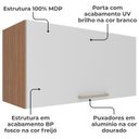Ver imagem 3 de Armario Aereo 1 Porta Basc 80 Cm Mdp Cz3119 Freijo Branco Tecno Mobili