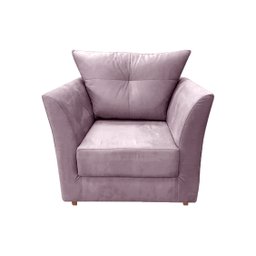 Poltrona Decorativa Isis Suede Rose Pés Madeira Mz Decor - 2