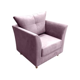 Poltrona Decorativa Isis Suede Rose Pés Madeira Mz Decor - 1