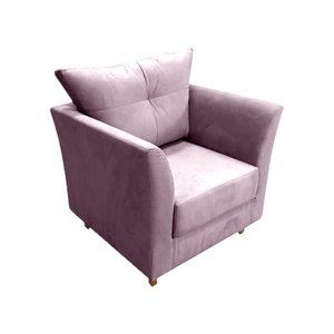 Poltrona Decorativa Isis Suede Rose Pés Madeira Mz Decor