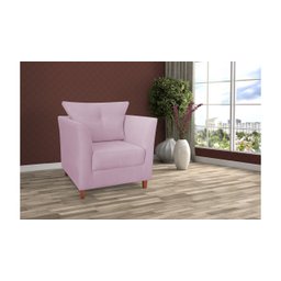 Poltrona Decorativa Isis Suede Rose Pés Madeira Mz Decor - 3