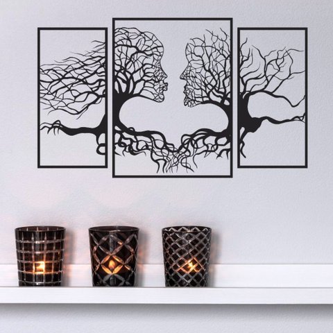 Quadro de Parede Árvore 3 Peças em Mdf