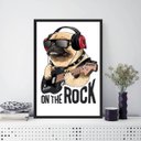 Ver imagem 2 de Quadro Decorativo Pug On The Rock 24x18cm - com vidro:Madeira branca