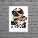 Ver imagem 1 de Quadro Decorativo Pug On The Rock 24x18cm - com vidro:Madeira branca
