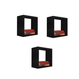 Kit 3 Nicho Decorativo 35x35x15 Cm em Mdf:preto - 2
