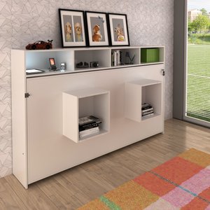 Cama Articulada Horizontal de Solteiro com 6 Nichos Branco